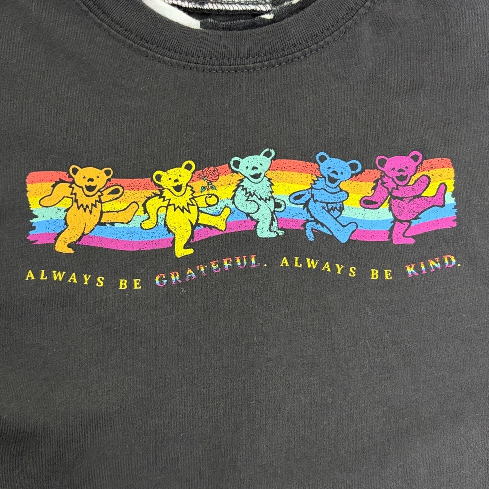 Grateful Dead Long Sleeve T Shirt Cropped Size M Colorful Dancing Bears Grunge